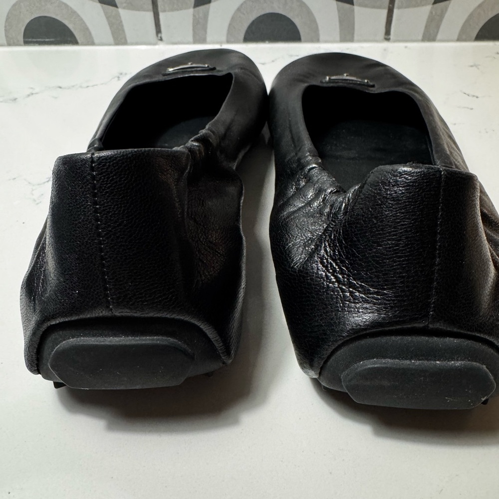 Prada Nappa Leather Triangle Logo Ballet Flats Black EU 40 | Box + Dust Bags - Picture 4 of 10